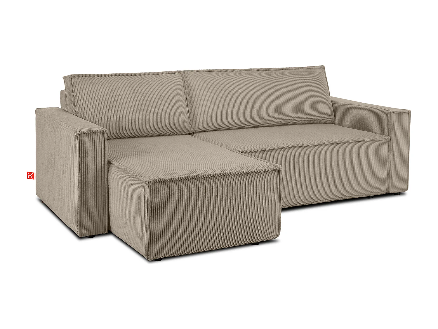 Ecksofa Big links/rechts - Schlaffunktion mit Cordbezug - Beige - NAPI
