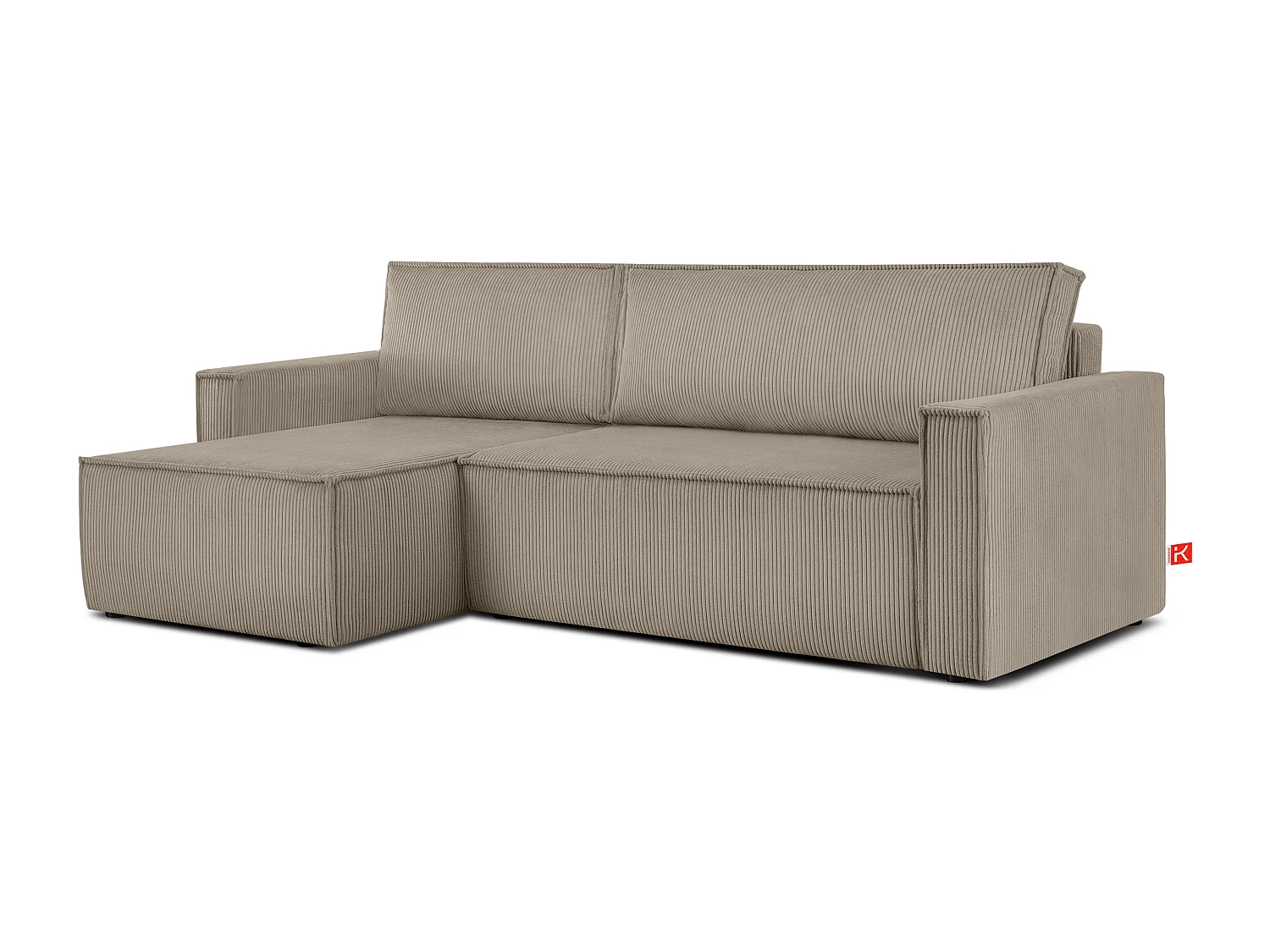 Ecksofa Big links/rechts - Schlaffunktion mit Cordbezug - Beige - NAPI