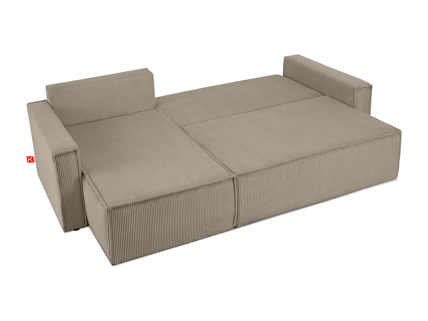 Ecksofa Big links/rechts - Schlaffunktion mit Cordbezug - Beige - NAPI