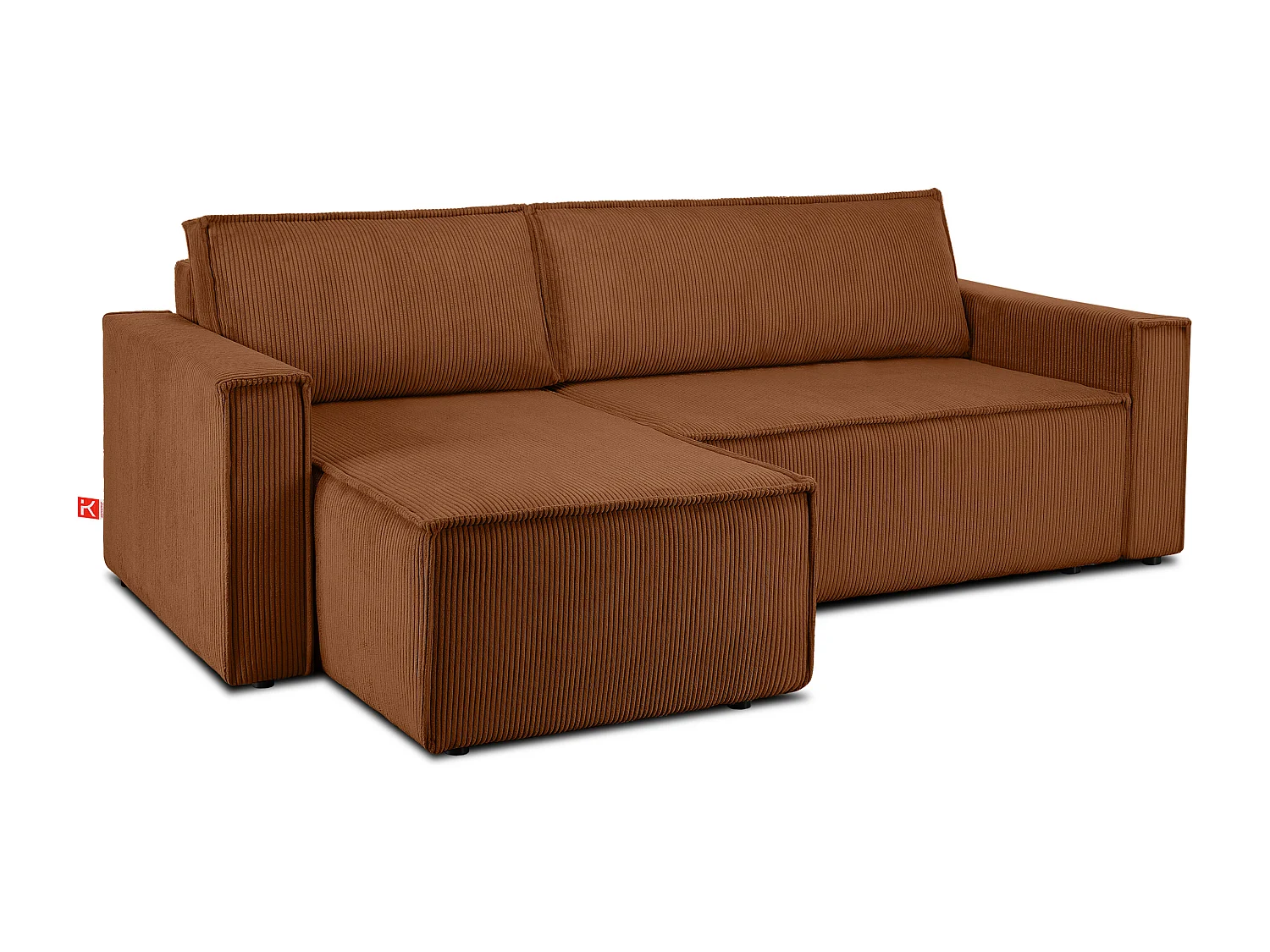 Ecksofa Big links/rechts - Schlaffunktion mit Cordbezug - rot - NAPI