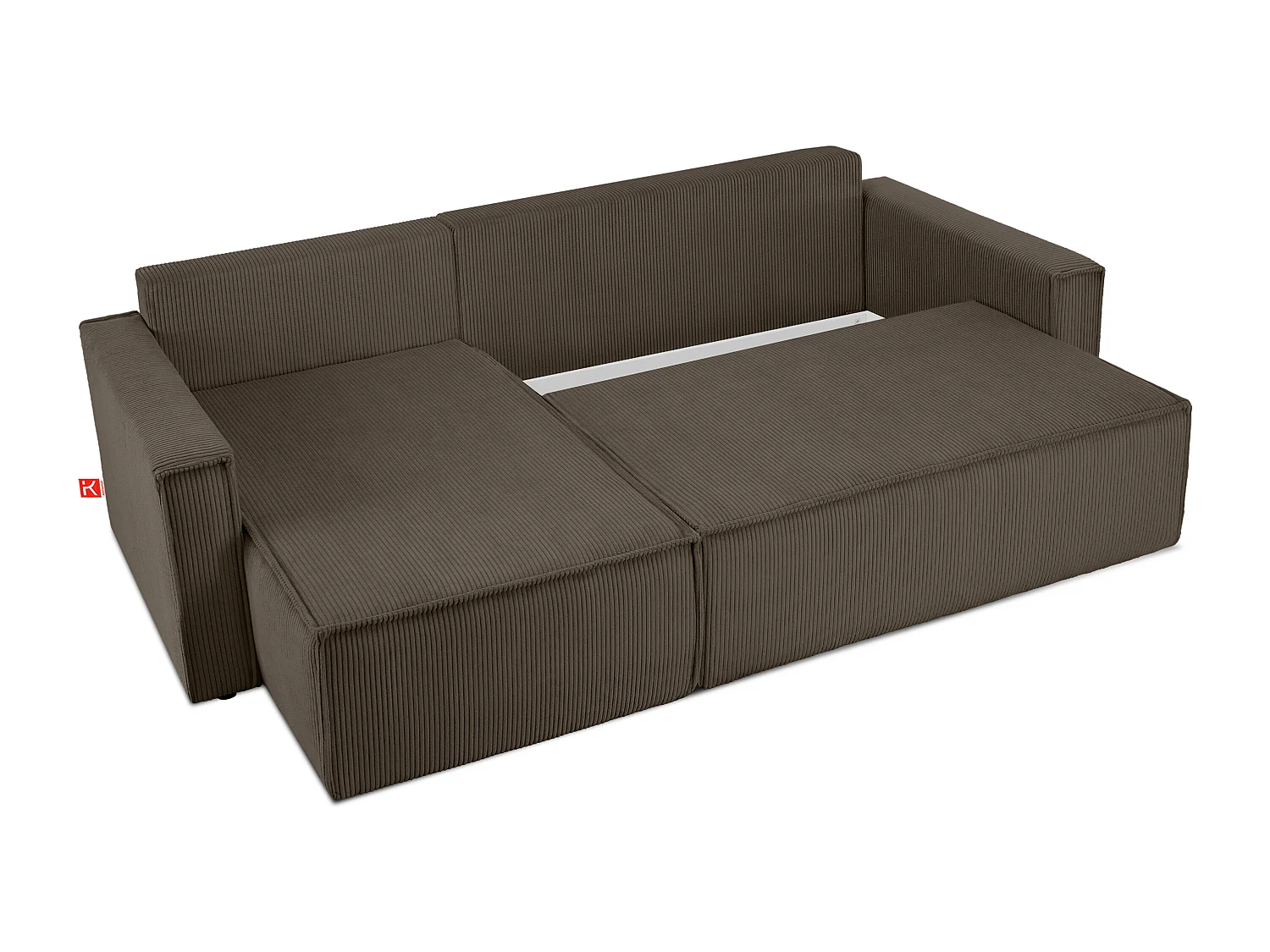 Ecksofa Big links/rechts - Schlaffunktion mit Cordbezug - braun - NAPI