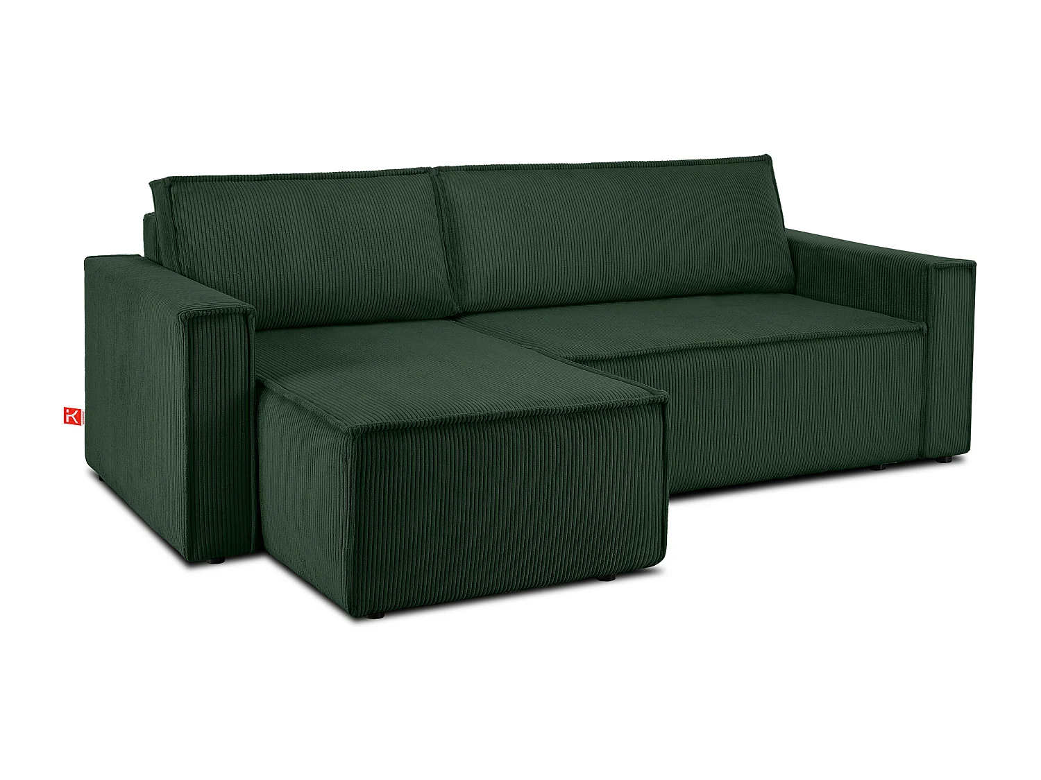 Ecksofa Big links/rechts - Schlaffunktion mit Cordbezug - dunkelgrün - NAPI