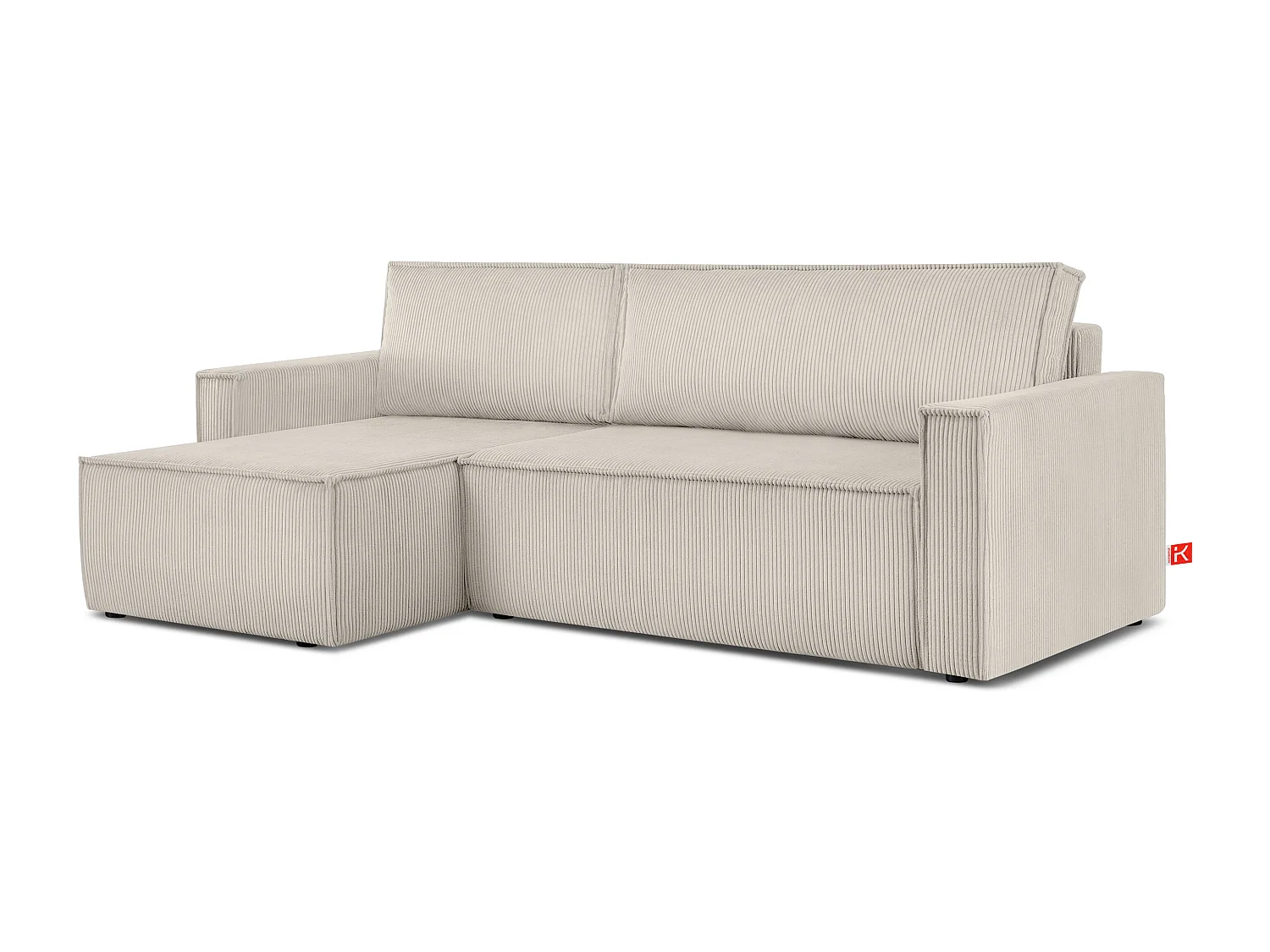 Ecksofa Big links/rechts - Schlaffunktion mit Cordbezug - creme - NAPI
