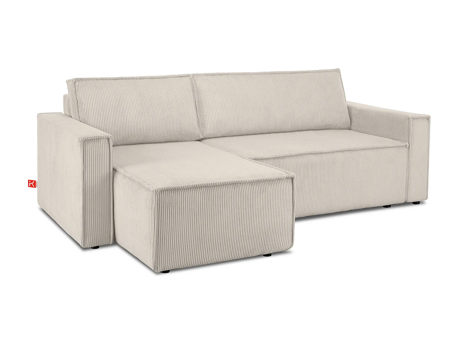 Ecksofa Big links/rechts - Schlaffunktion mit Cordbezug - creme - NAPI