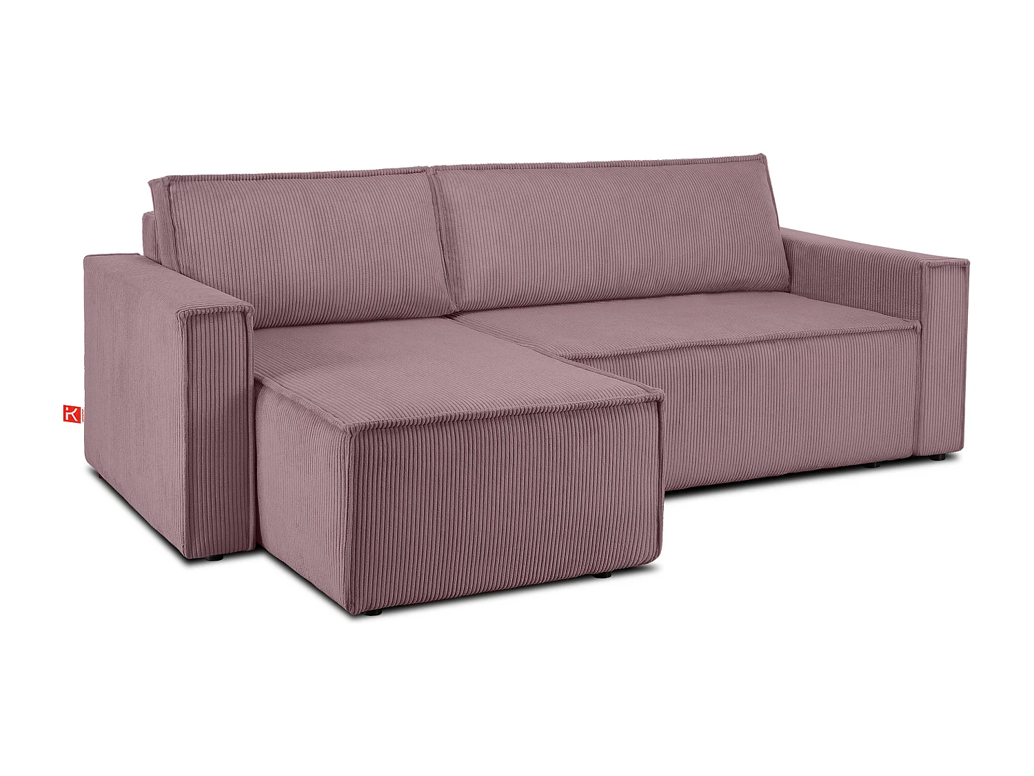 Ecksofa Big links/rechts - Schlaffunktion mit Cordbezug - lila - NAPI
