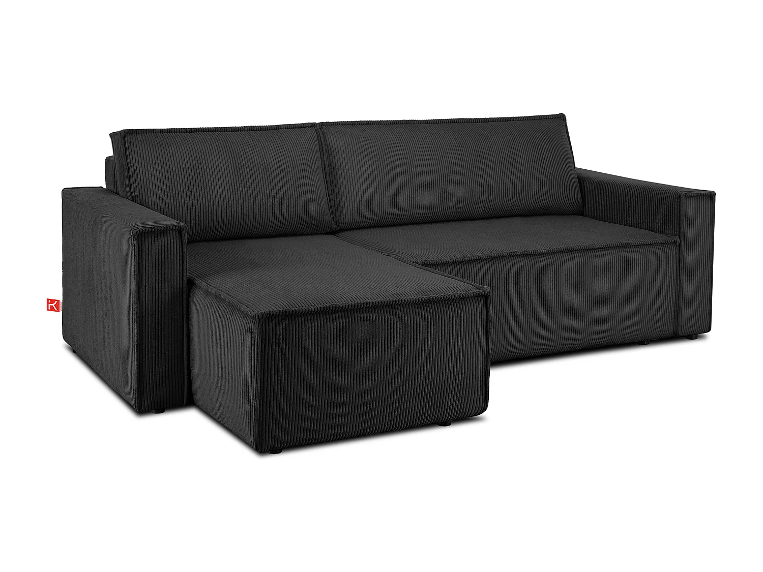 Ecksofa Big links/rechts - Schlaffunktion mit Cordbezug - dunkelgrau - NAPI