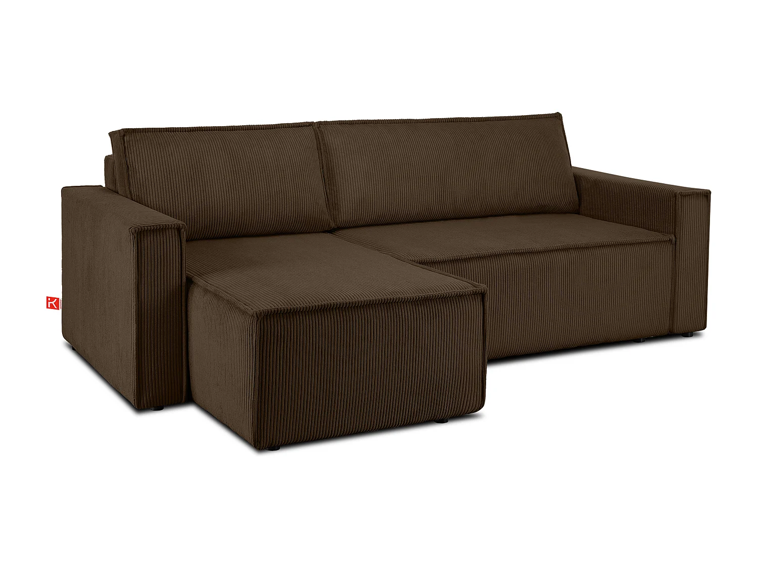 Ecksofa Big links/rechts - Schlaffunktion mit Cordbezug - dunkelbraun - NAPI