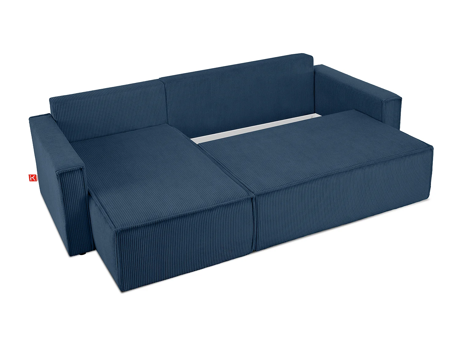 Ecksofa Big links/rechts - Schlaffunktion mit Cordbezug - blau - NAPI