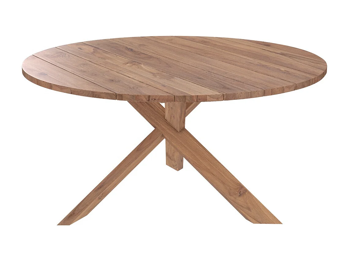 Table ronde 6-8 personnes en bois de teck recyclé D150 cm - Laure