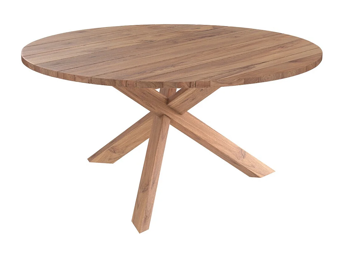 Table ronde 6-8 personnes en bois de teck recyclé D150 cm - Laure