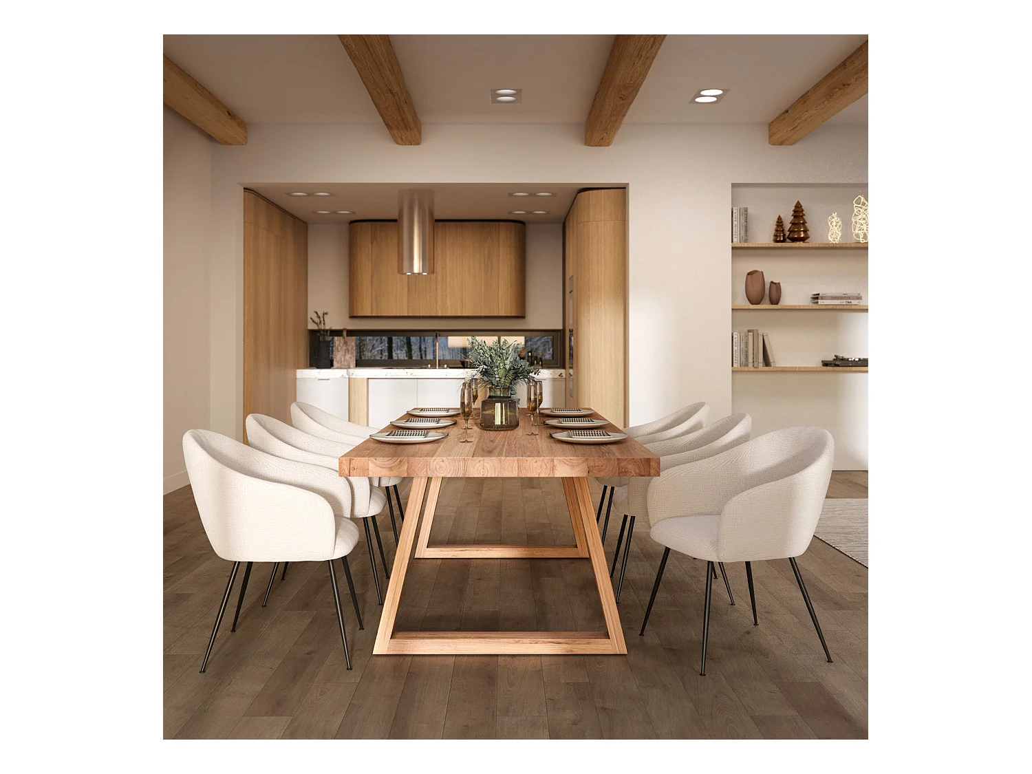 Table rectangulaire 10 personnes en bois de teck recyclé 260 cm - Marie