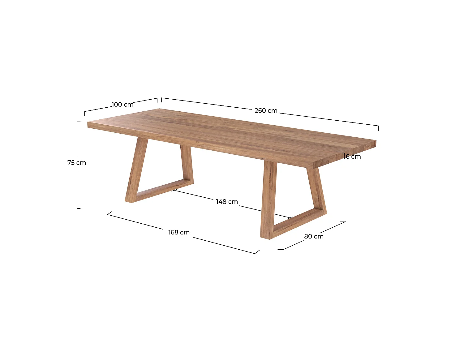 Rechteckiger Tisch für 10 Personen aus recyceltem Teakholz 260 cm - Marie