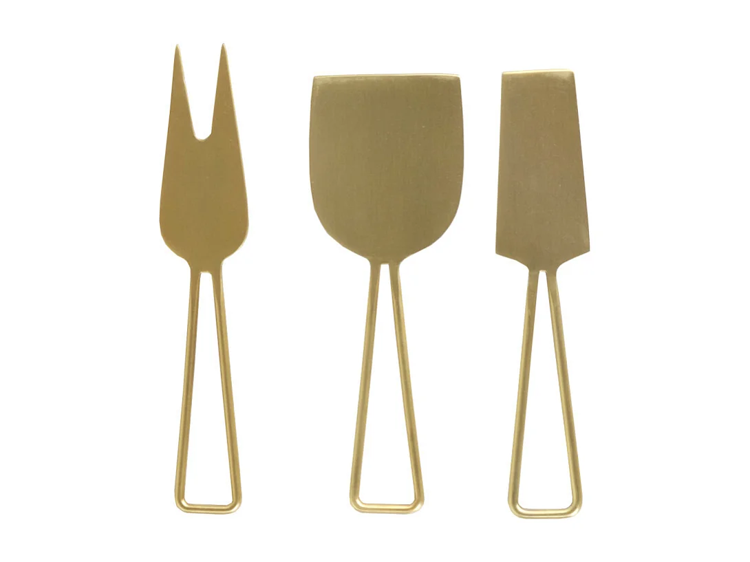 Service à fromage 3 couverts acier inox doré finition brossé - 8122