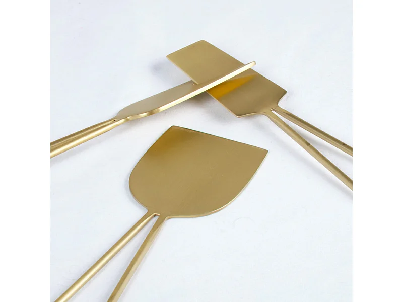 Service à fromage 3 couverts acier inox doré finition brossé - 8122