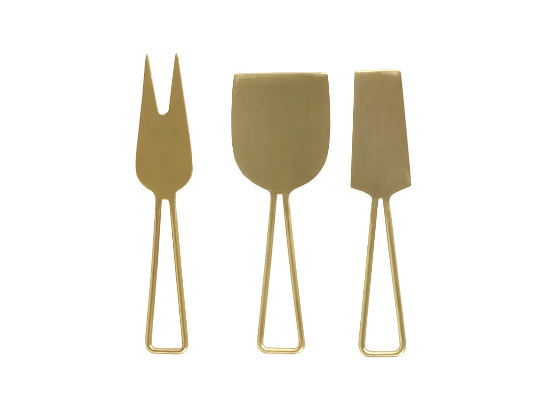 Service à fromage 3 couverts acier inox doré finition brossé - 8122