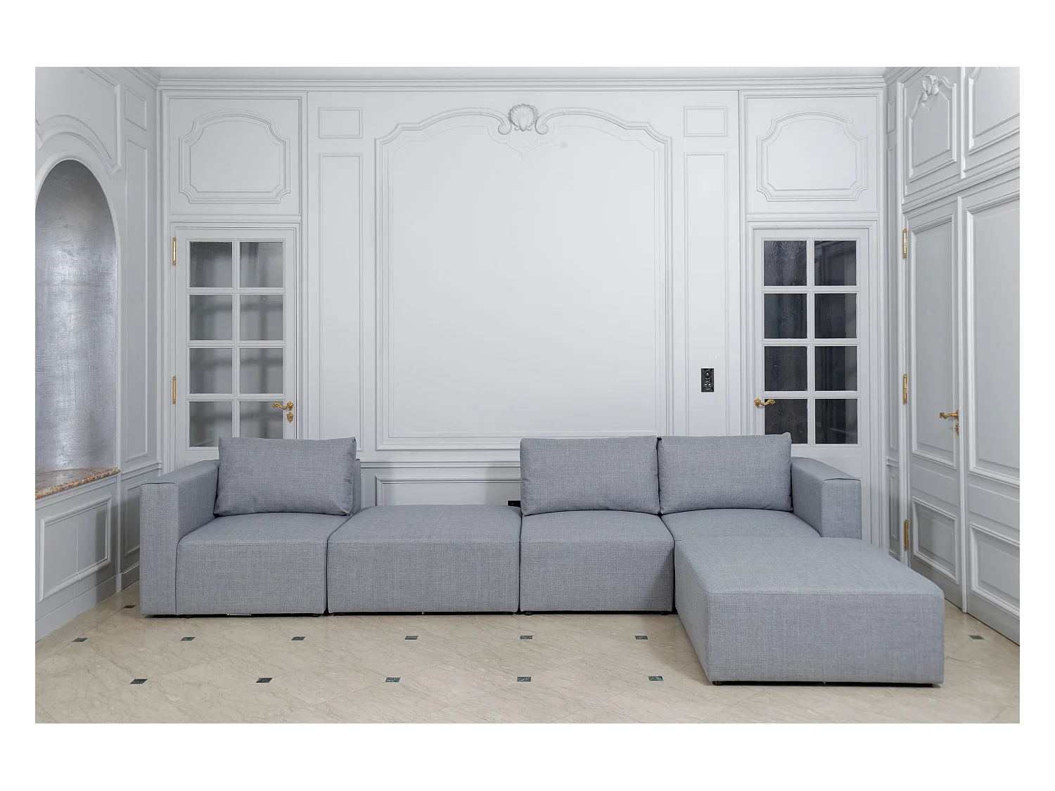 Angle gauche pour canapé modulable en tissu chiné gris CARDINAL - MADE IN FRANCE