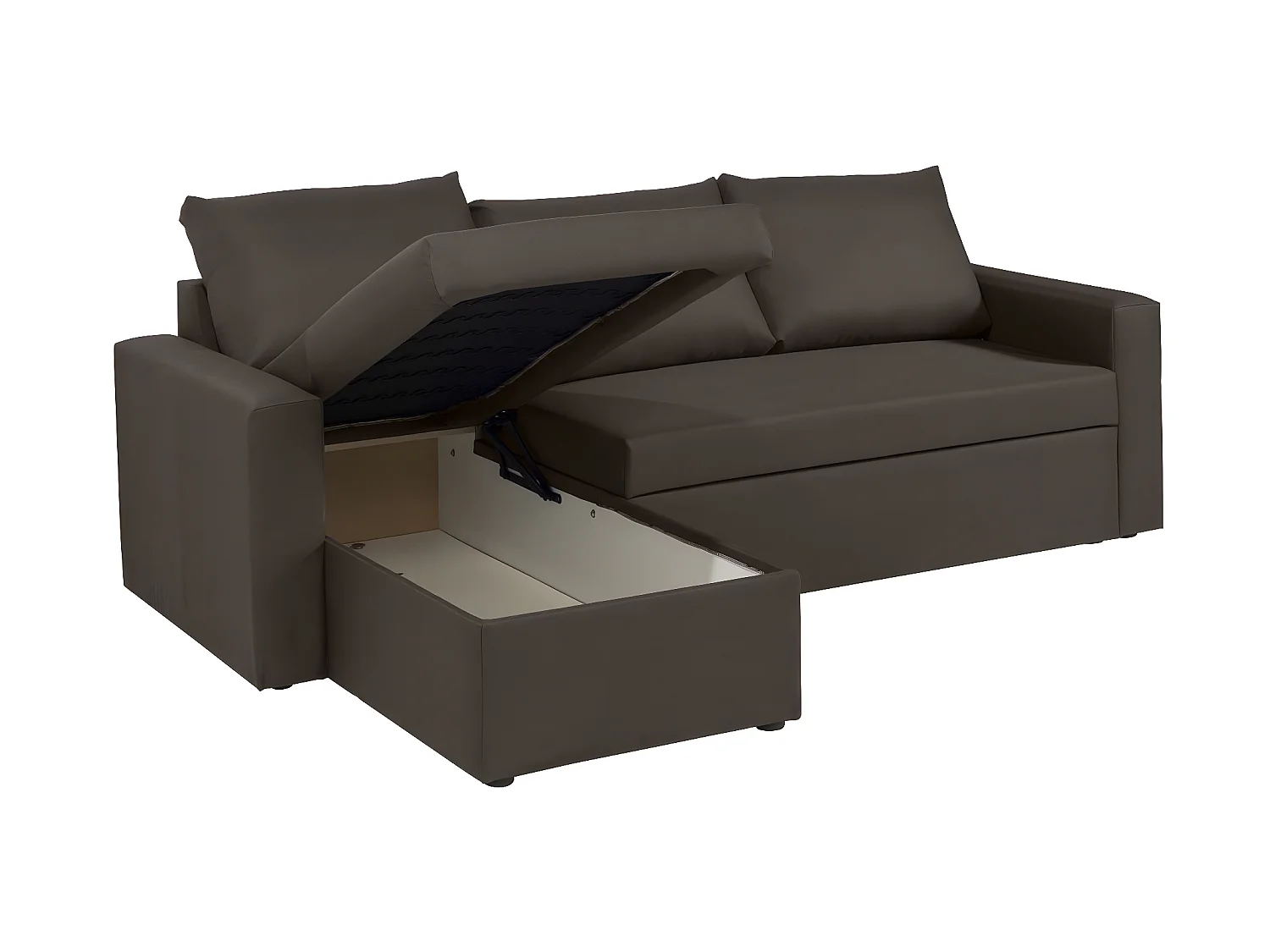 Canapé d'angle réversible convertible 4 places en tissu marron ALEDO - MADE IN FRANCE