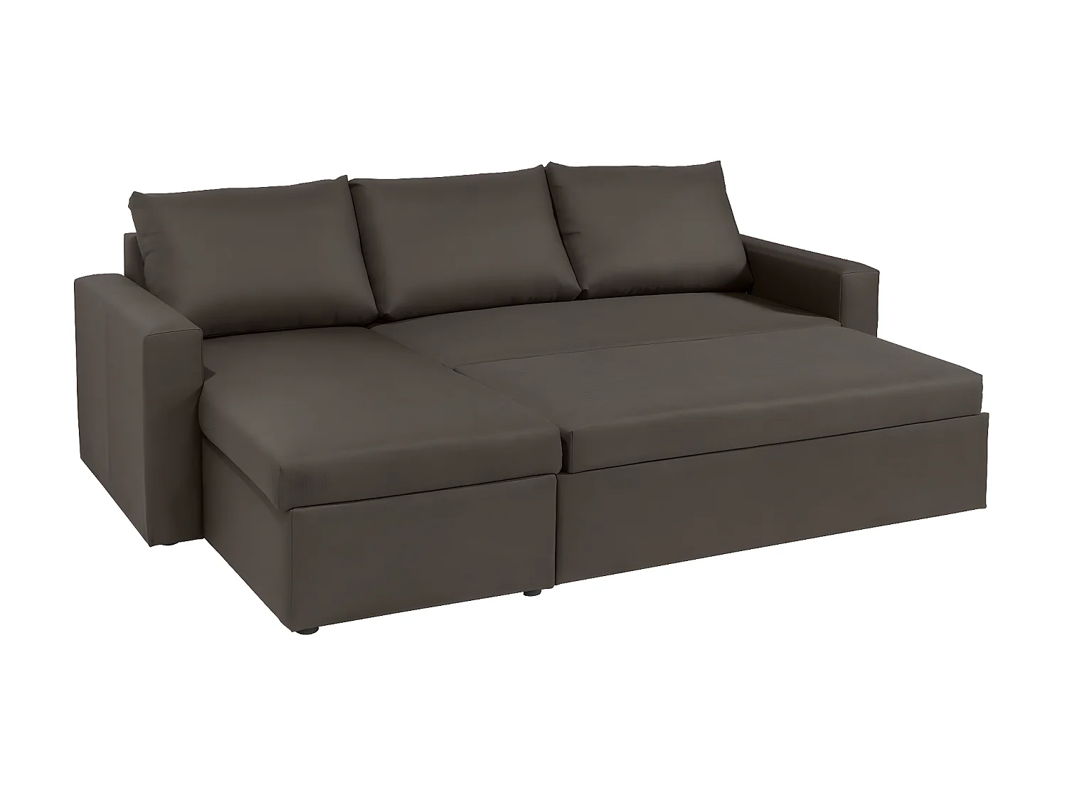 Canapé d'angle réversible convertible 4 places en tissu marron ALEDO - MADE IN FRANCE