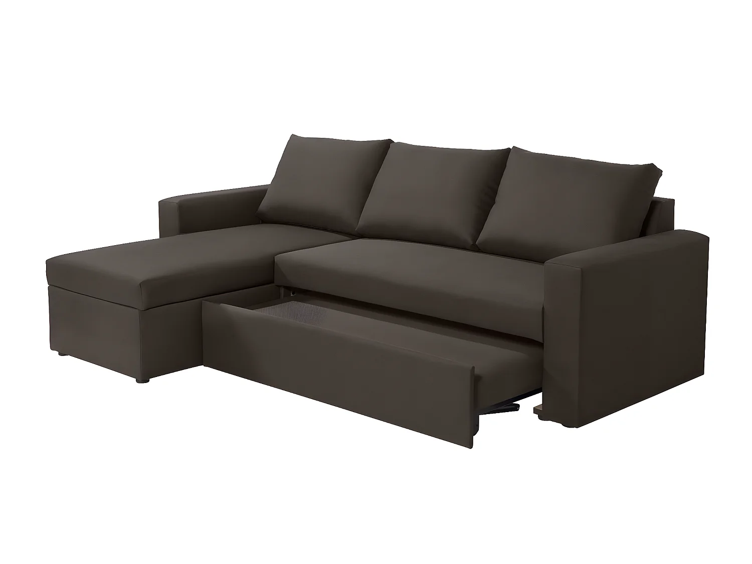 Canapé d'angle réversible convertible 4 places en tissu marron ALEDO - MADE IN FRANCE