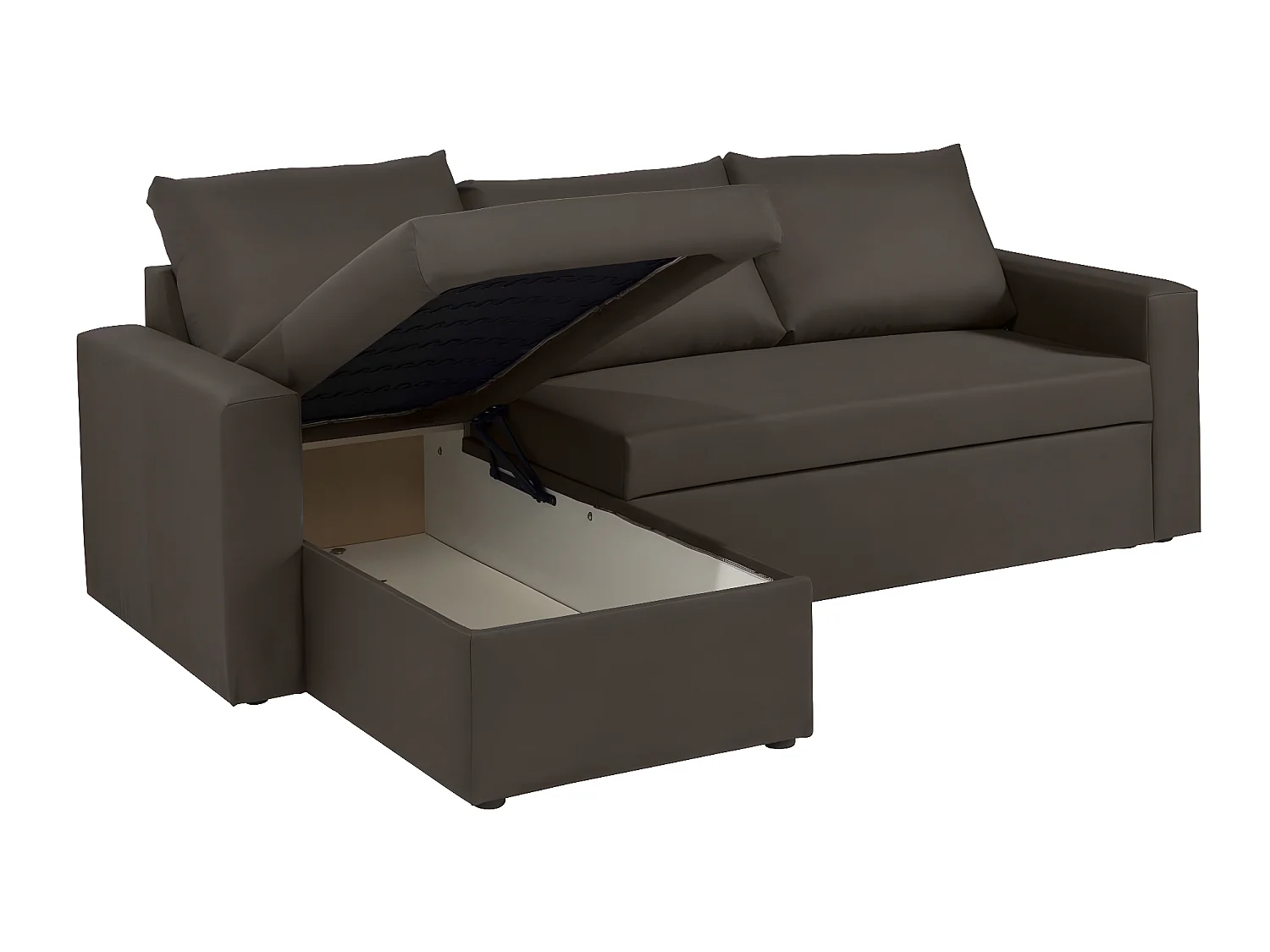 Canapé d'angle réversible convertible 4 places en tissu marron ALEDO - MADE IN FRANCE