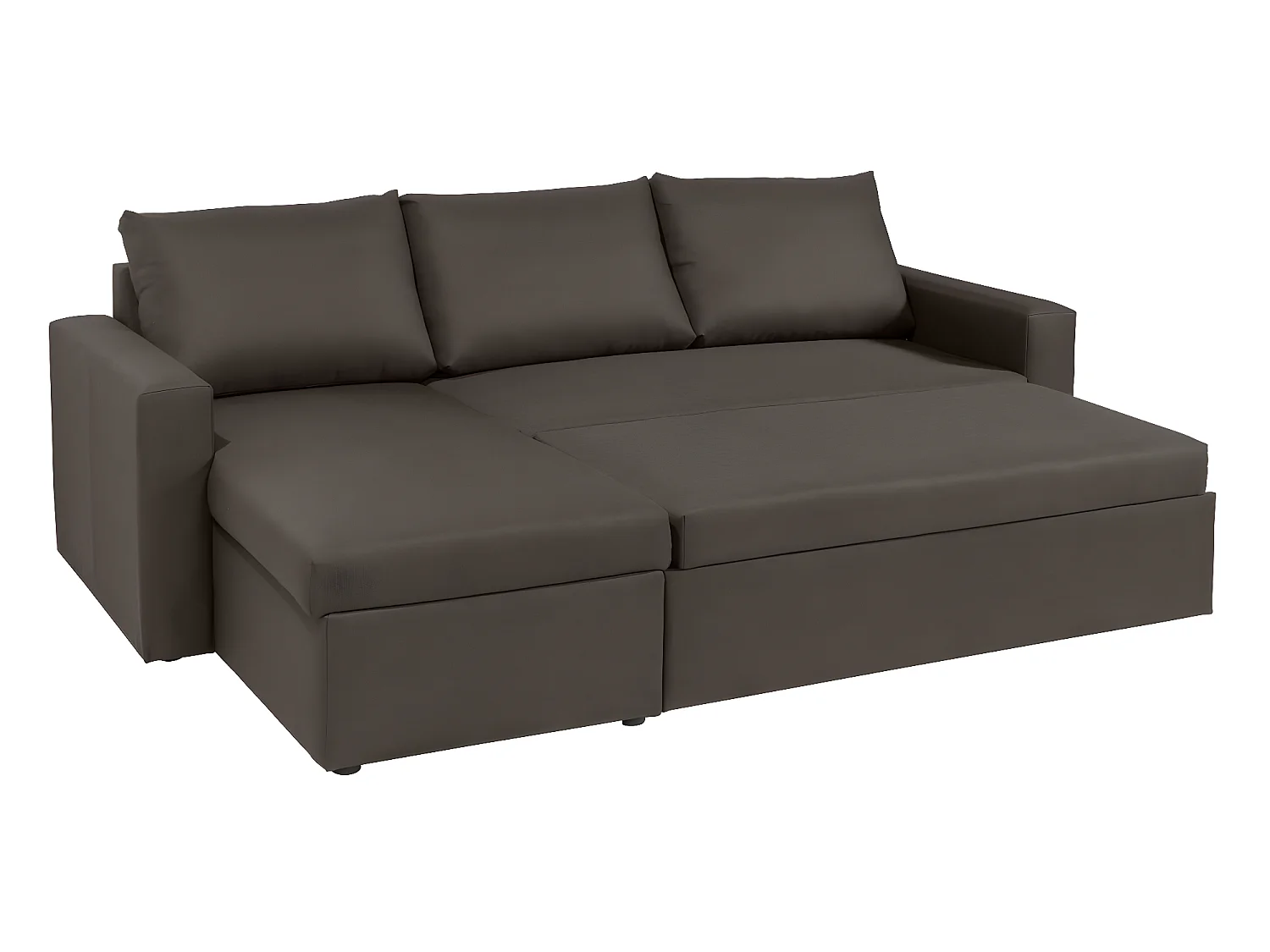 Canapé d'angle réversible convertible 4 places en tissu marron ALEDO - MADE IN FRANCE