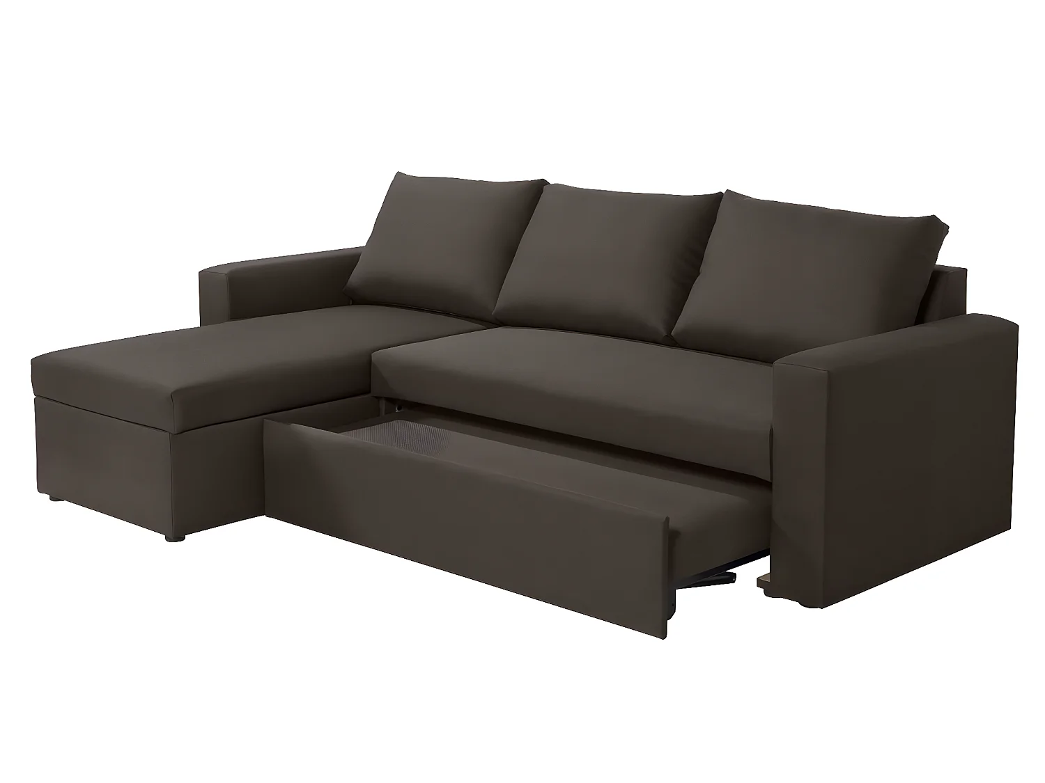 Canapé d'angle réversible convertible 4 places en tissu marron ALEDO - MADE IN FRANCE