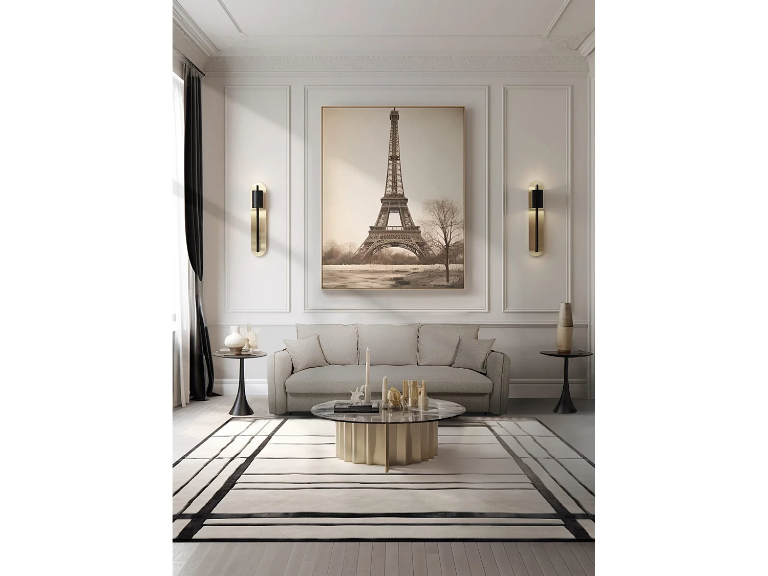 Canapé droit convertible Rapido® 3 places en tissu taupe GRENACHE - MADE IN FRANCE