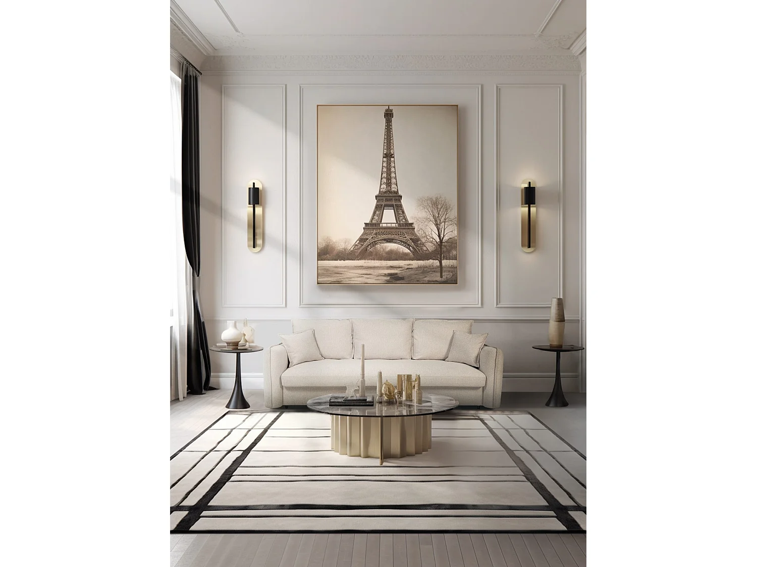 Canapé droit convertible Rapido® 3 places en tissu grège GRENACHE - MADE IN FRANCE