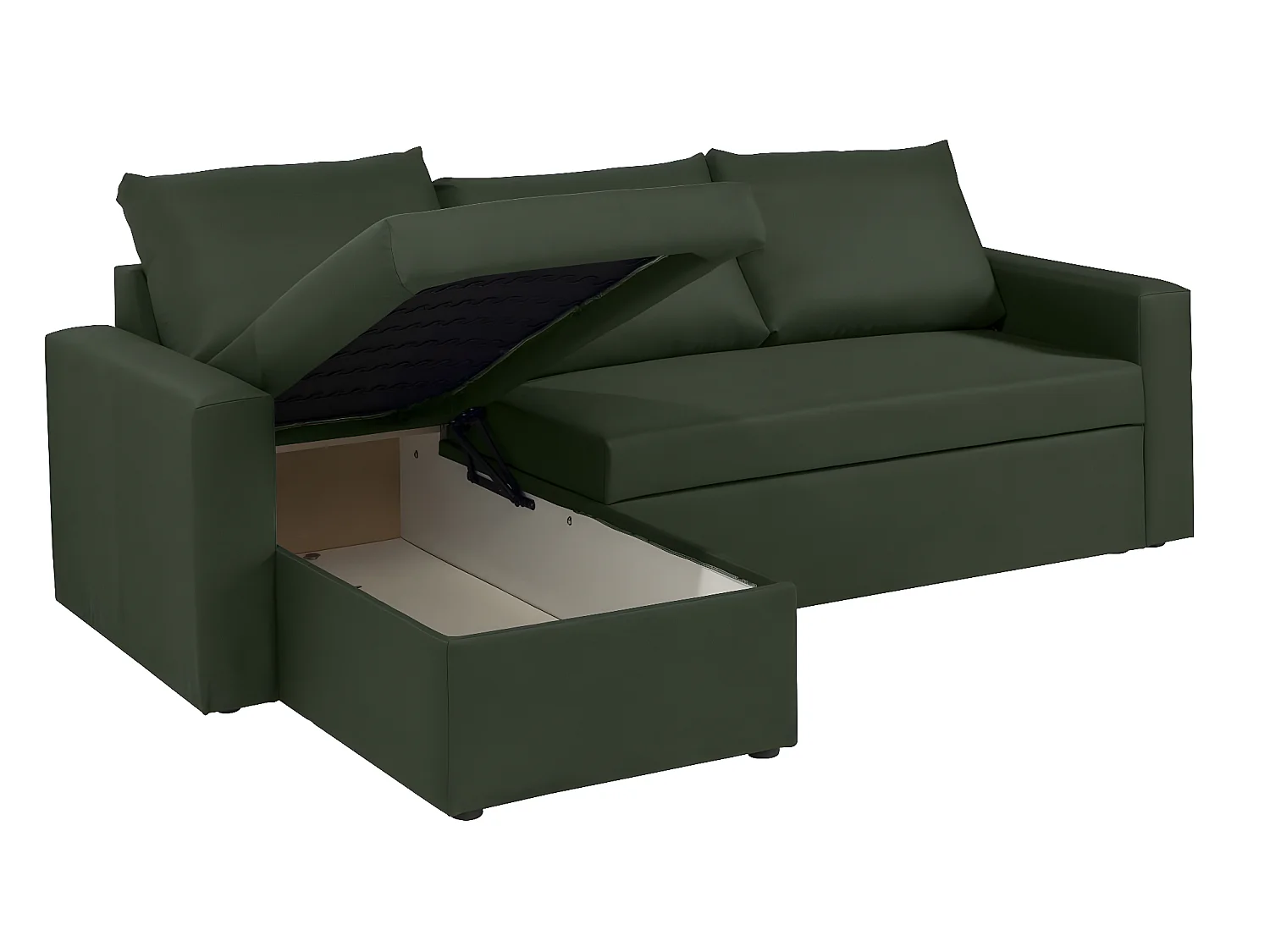 Canapé d'angle réversible convertible 4 places en tissu vert ALEDO - MADE IN FRANCE