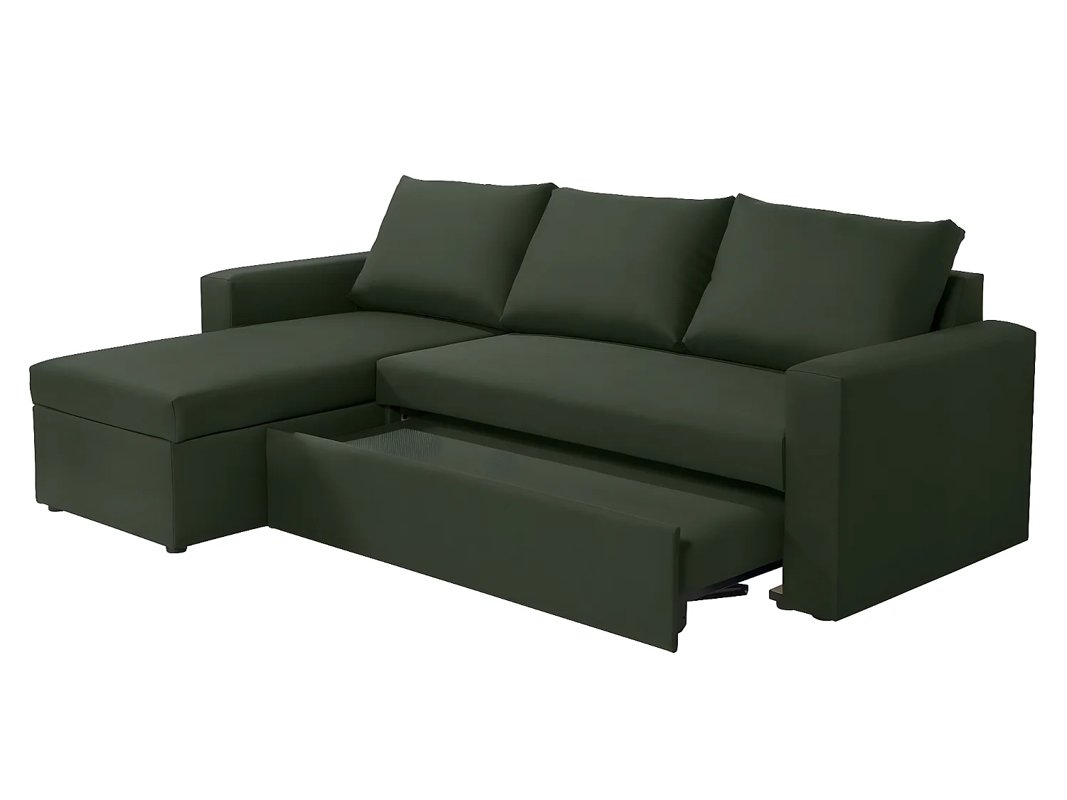 Canapé d'angle réversible convertible 4 places en tissu vert ALEDO - MADE IN FRANCE