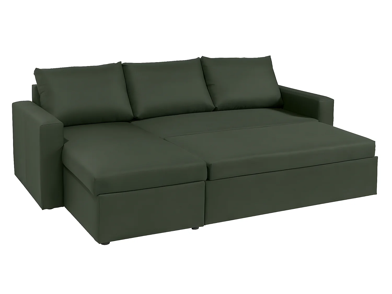 Canapé d'angle réversible convertible 4 places en tissu vert ALEDO - MADE IN FRANCE