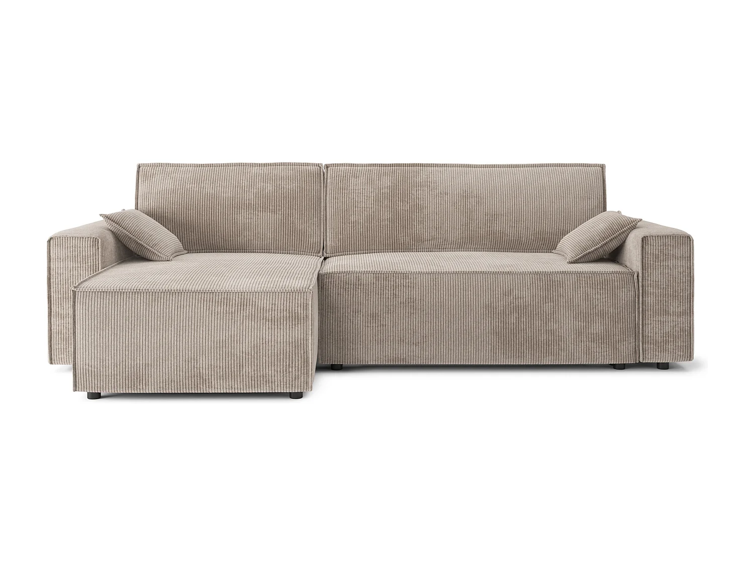 Canapé d'angle réversible convertible 4 places en velours côtelé grège DURIF