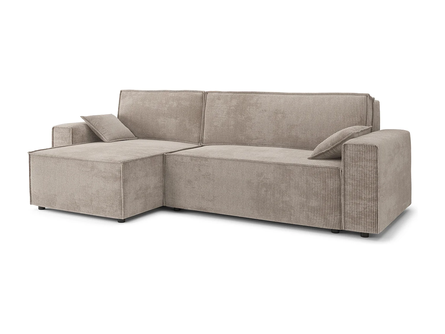 Canapé d'angle réversible convertible 4 places en velours côtelé grège DURIF