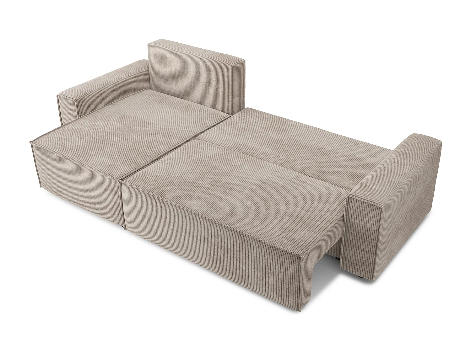 Canapé d'angle réversible convertible 4 places en velours côtelé grège DURIF
