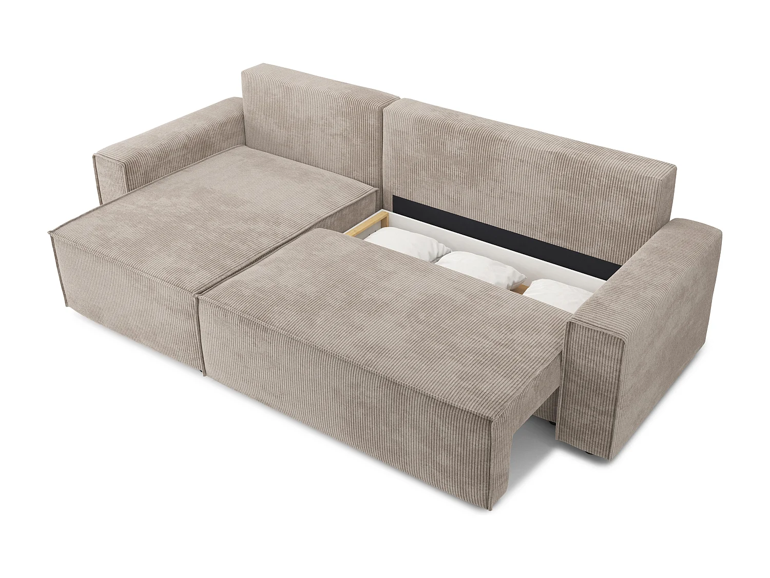 Canapé d'angle réversible convertible 4 places en velours côtelé grège DURIF