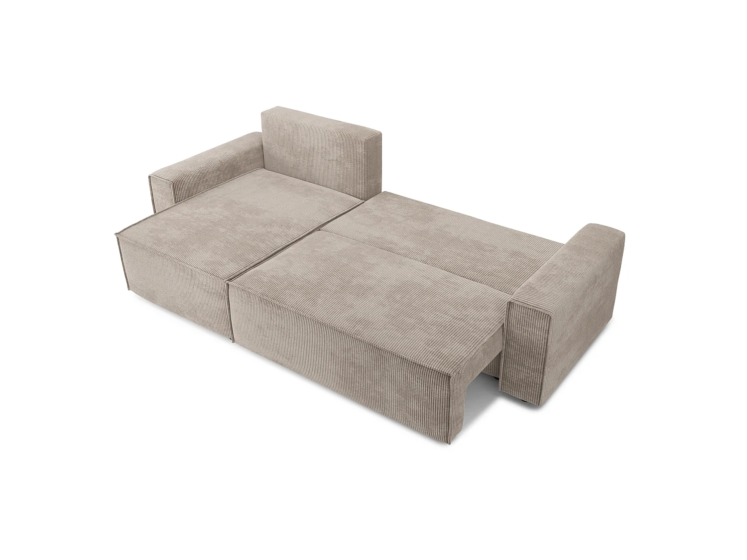Canapé d'angle réversible convertible 4 places en velours côtelé taupe