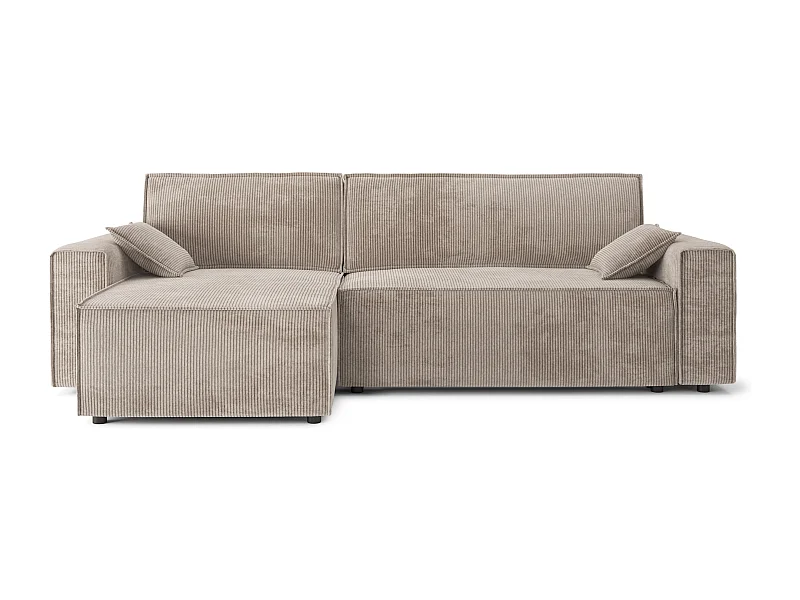 Canapé d'angle réversible convertible 4 places en velours côtelé grège DURIF