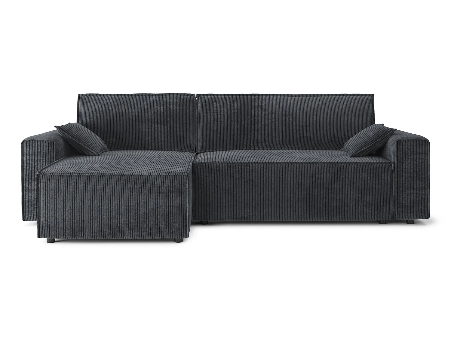 Canapé d'angle réversible convertible 4 places en velours côtelé gris anthracite DURIF - MADE IN FRANCE