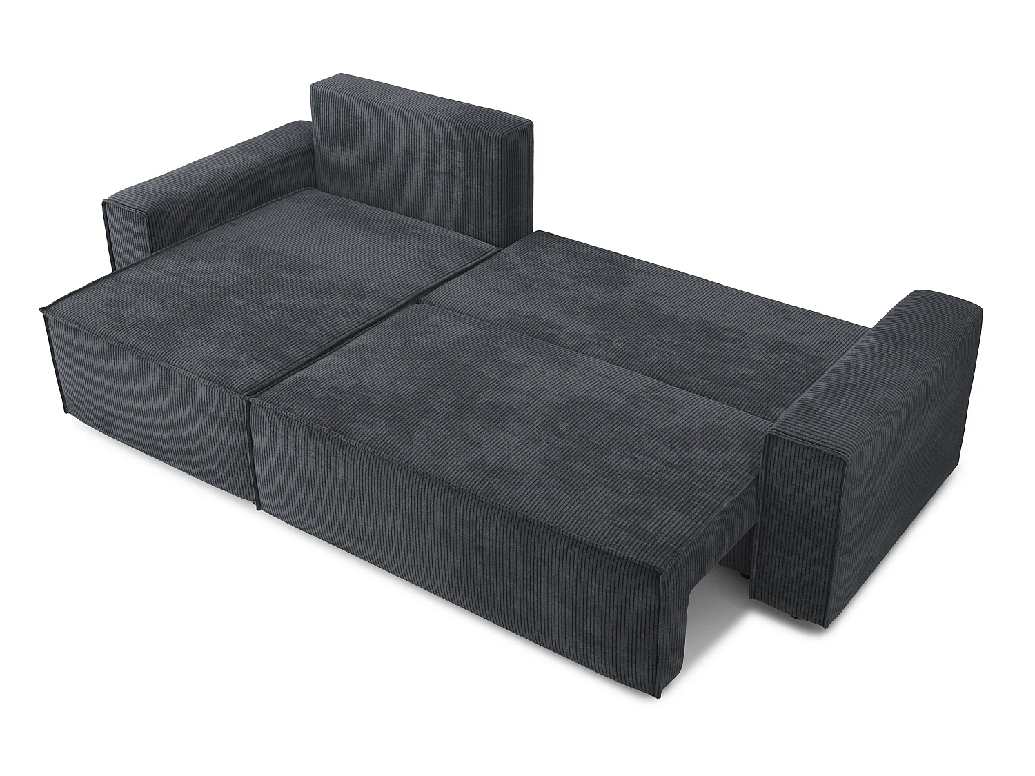 Canapé d'angle réversible convertible 4 places en velours côtelé gris anthracite DURIF - MADE IN FRANCE