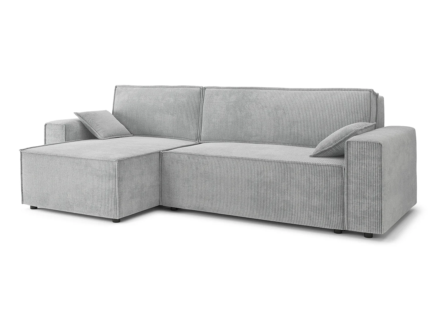 Canapé d'angle réversible convertible 4 places en velours côtelé gris clair DURIF - MADE IN FRANCE