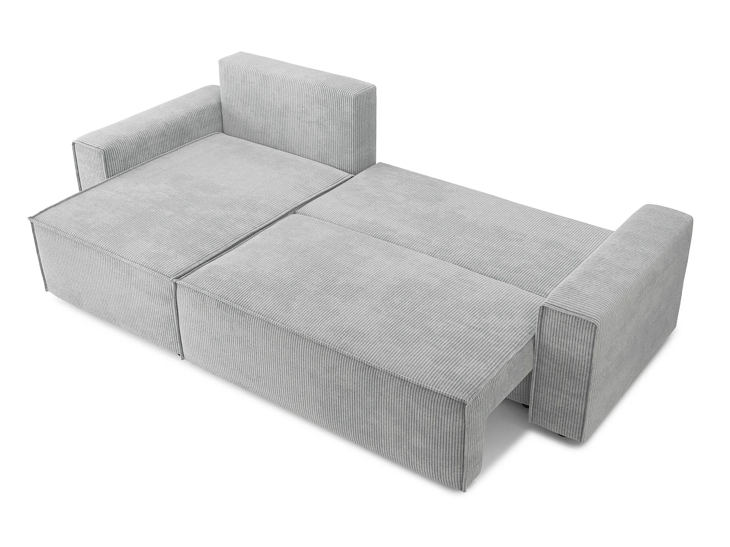 Canapé d'angle réversible convertible 4 places en velours côtelé gris clair DURIF - MADE IN FRANCE