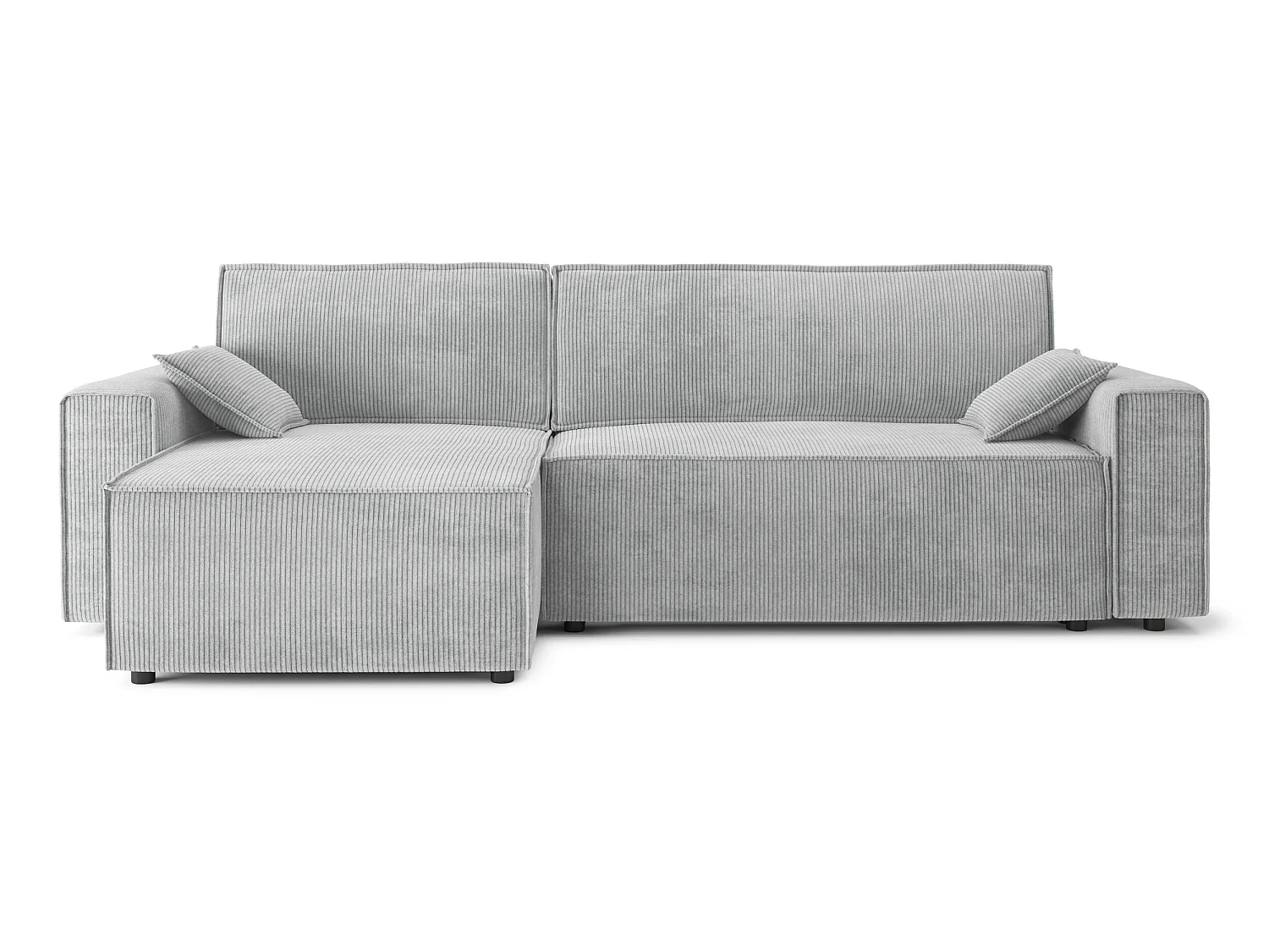 Canapé d'angle réversible convertible 4 places en velours côtelé gris clair DURIF - MADE IN FRANCE