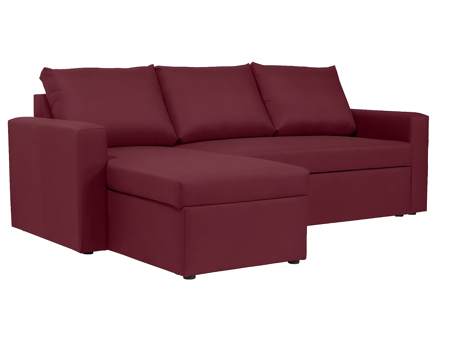 Canapé d'angle réversible convertible 4 places en tissu rouge bordeaux ALEDO - MADE IN FRANCE