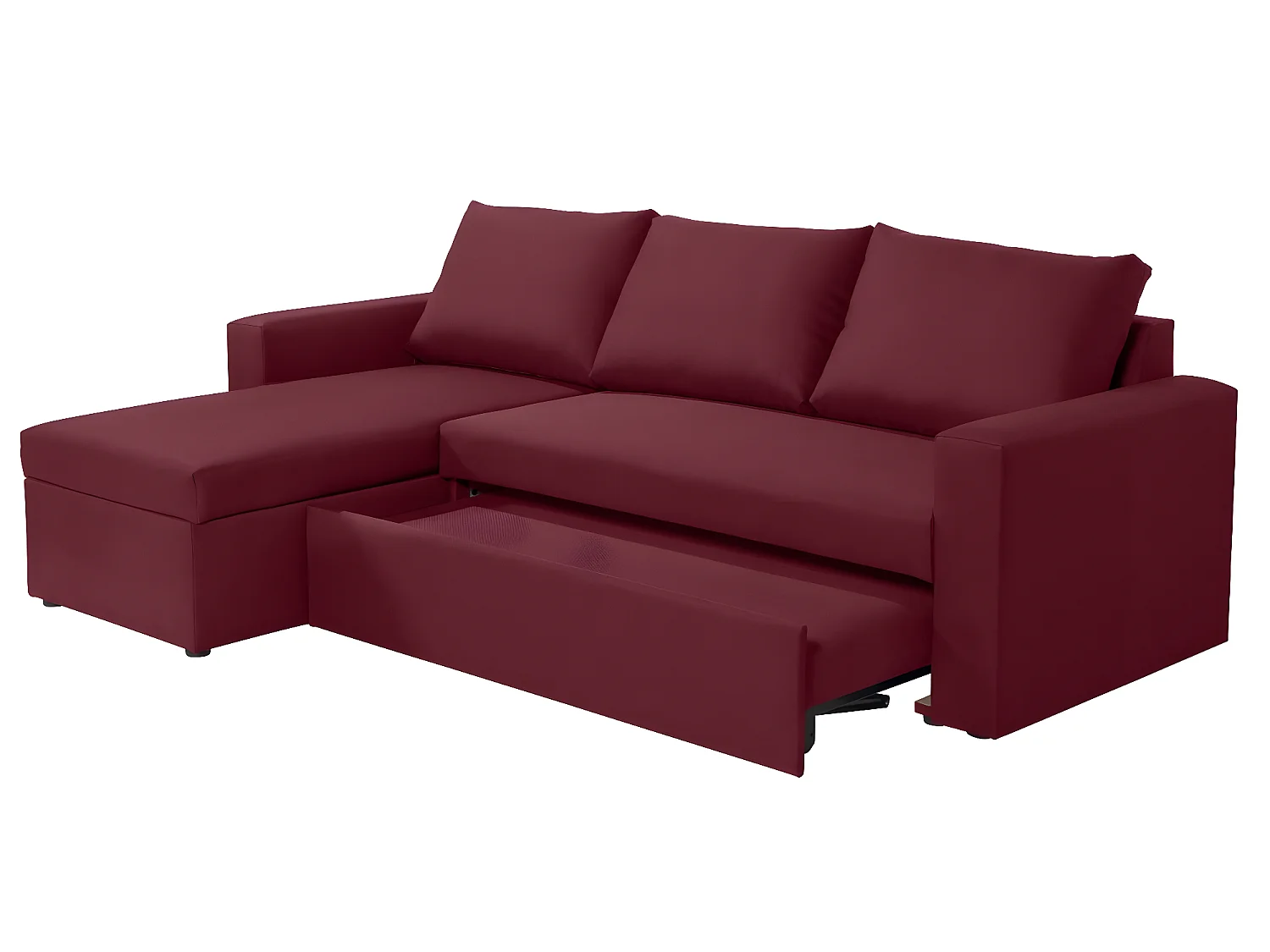 Canapé d'angle réversible convertible 4 places en tissu rouge bordeaux ALEDO - MADE IN FRANCE