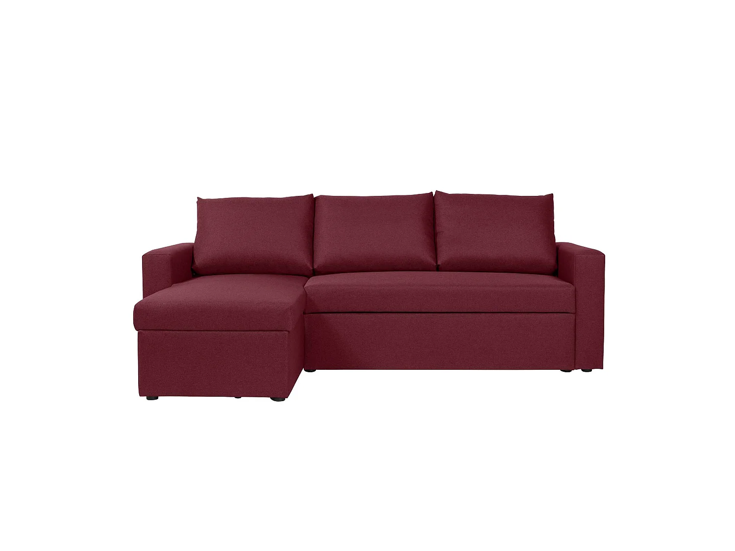 Canapé d'angle réversible convertible 4 places en tissu rouge bordeaux ALEDO - MADE IN FRANCE