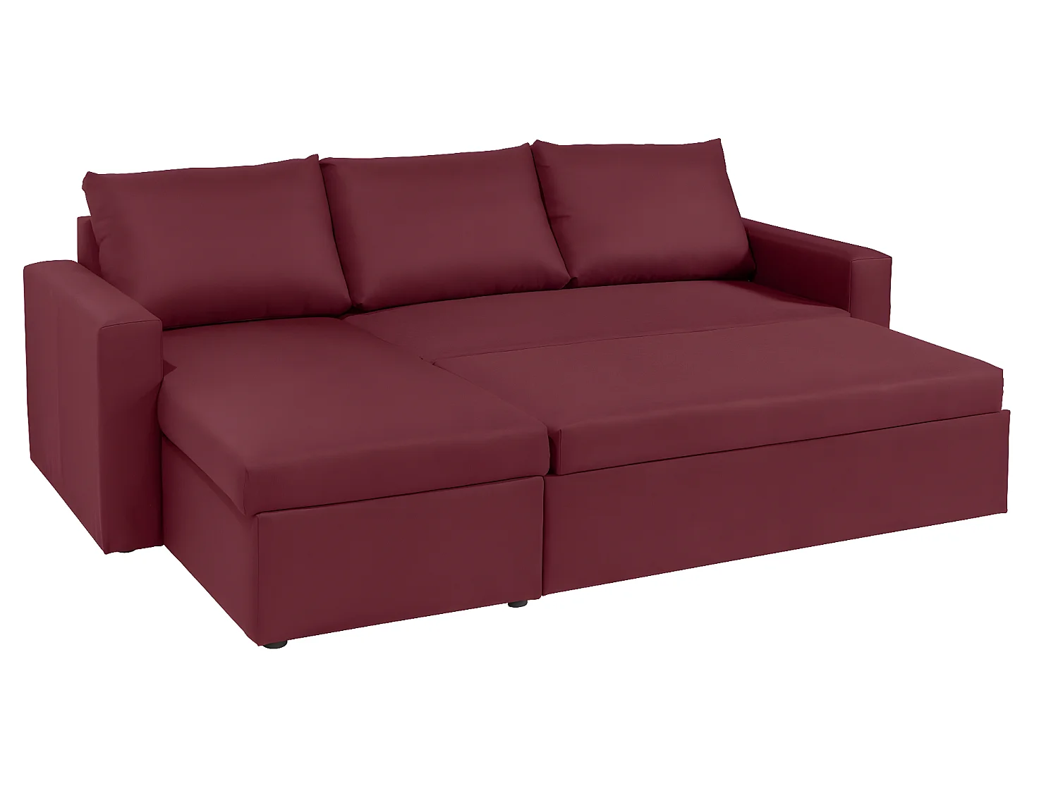 Canapé d'angle réversible convertible 4 places en tissu rouge bordeaux ALEDO - MADE IN FRANCE