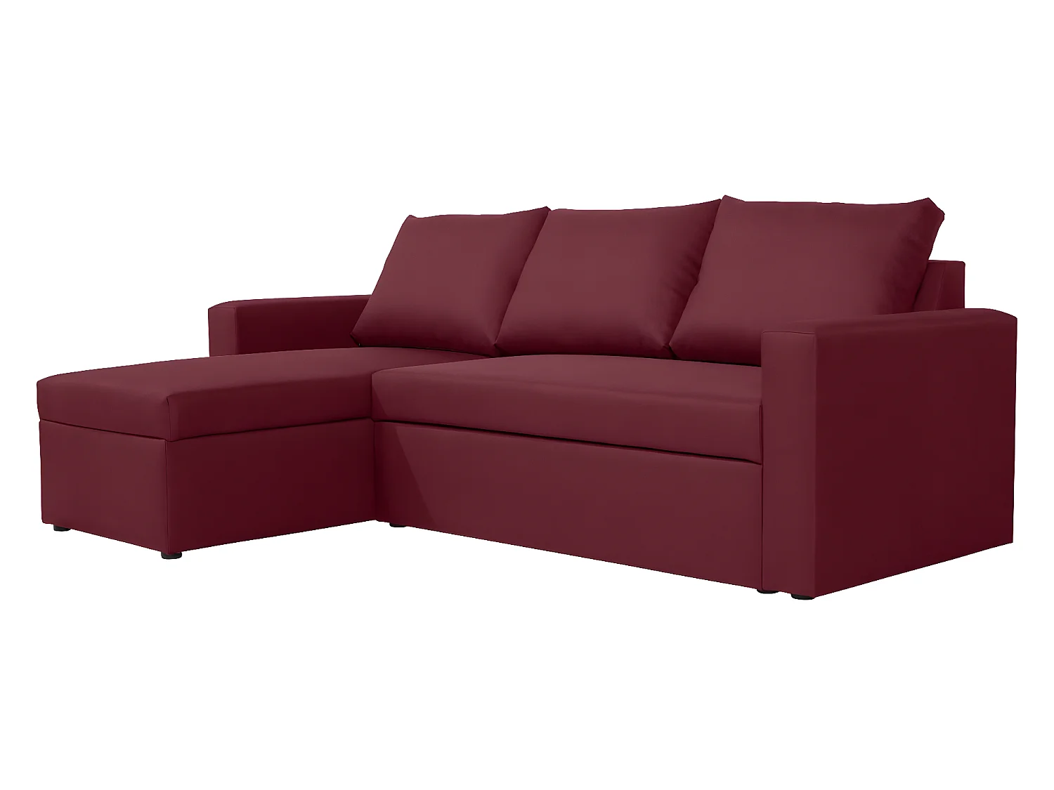 Canapé d'angle réversible convertible 4 places en tissu rouge bordeaux ALEDO - MADE IN FRANCE