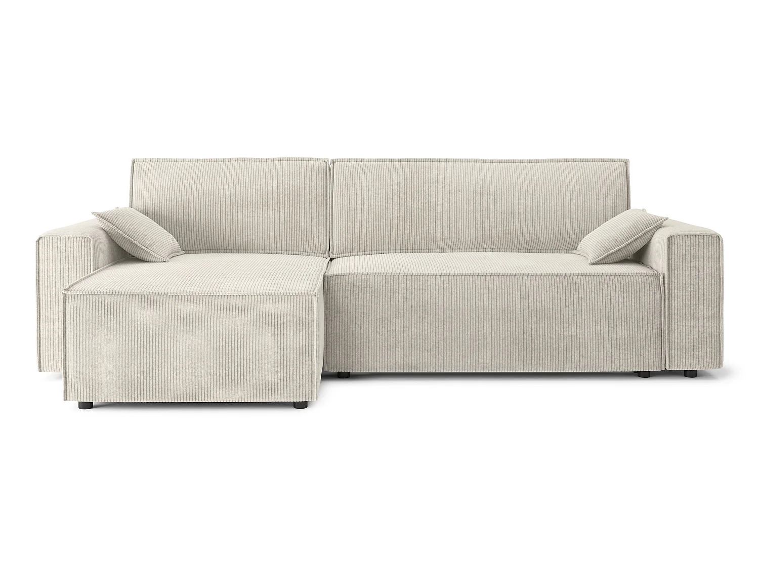 Canapé d'angle réversible convertible 4 places en velours côtelé beige DURIF