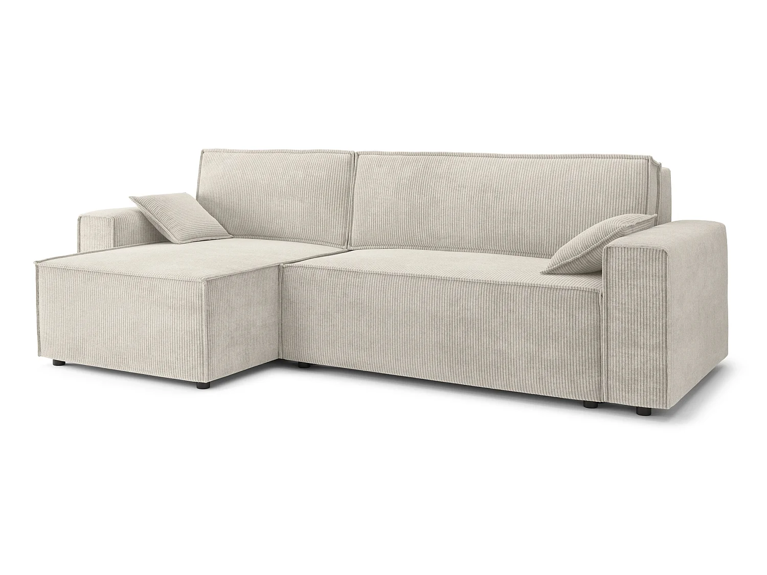 Canapé d'angle réversible convertible 4 places en velours côtelé beige DURIF