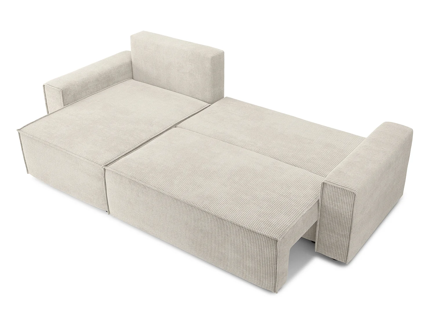 Canapé d'angle réversible convertible 4 places en velours côtelé beige DURIF